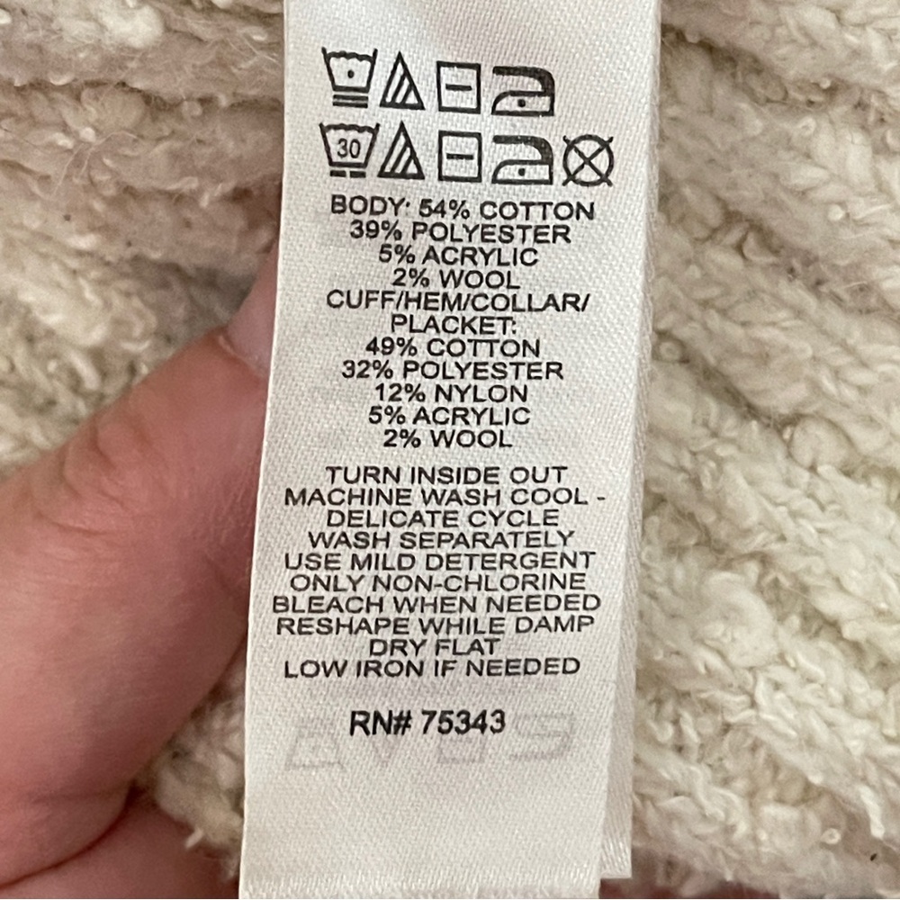 ❌SOLD❌JOIE Open Front Longline Cardigan Nordic Knit Beige, Large - Picture 9 of 10